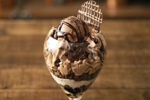 Парфе из трех видов шоколада, мороженого и вкусного декора