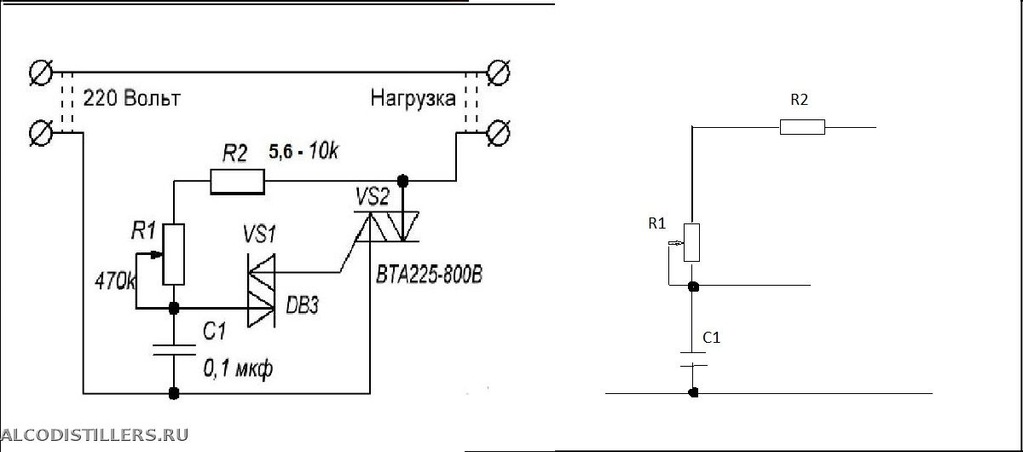 Регулятор мощности нагревателя схема